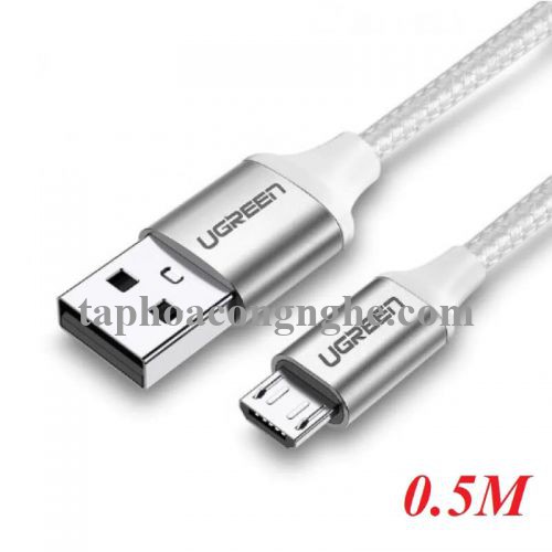 Ugreen 60150 0.5m Cáp micro usb 2.0 bọc nhôm chống nhiễu US290 30060150